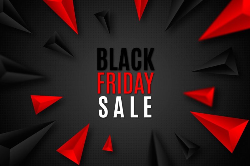 Realistic polygonal black friday background Free Vector