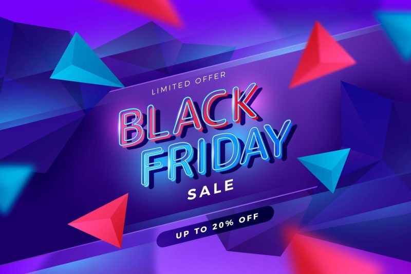 Realistic polygonal black Friday background Free Vector