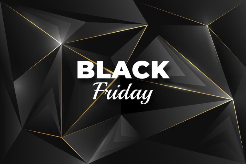 Realistic polygonal black friday background Free Vector