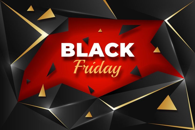 Realistic polygonal black Friday background Free Vector