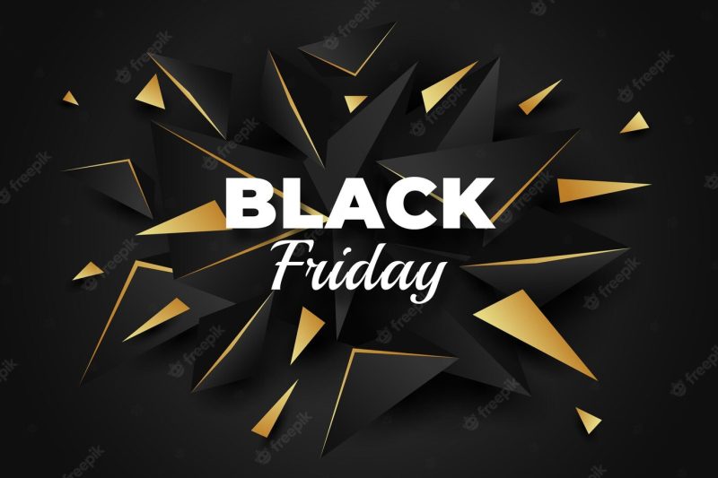 Realistic polygonal black friday background Free Vector