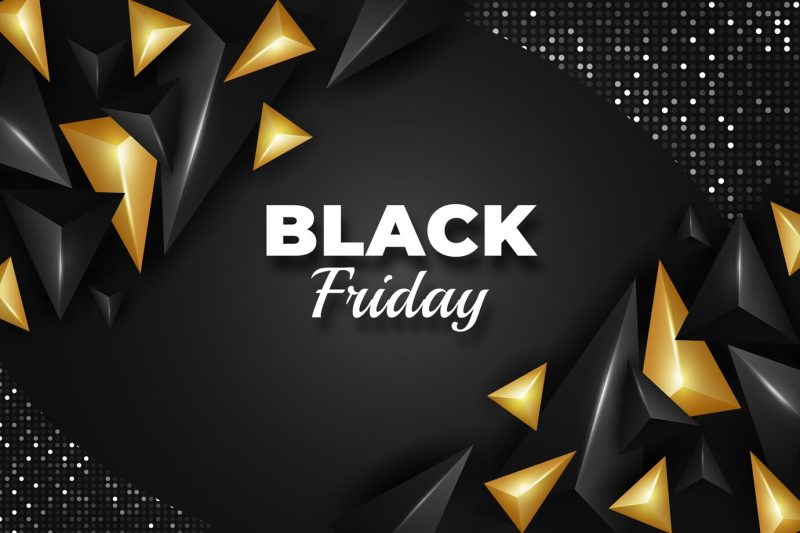 Realistic polygonal black friday background Free Vector