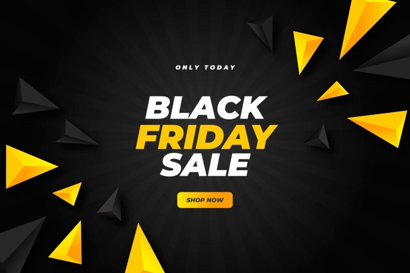 Realistic polygonal black Friday background Free Vector