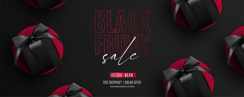 Realistic red and black black Friday sale banner Free Vector