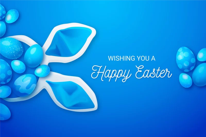 Realistic vivid monochrome or blue Happy Easter illustration Free Vector