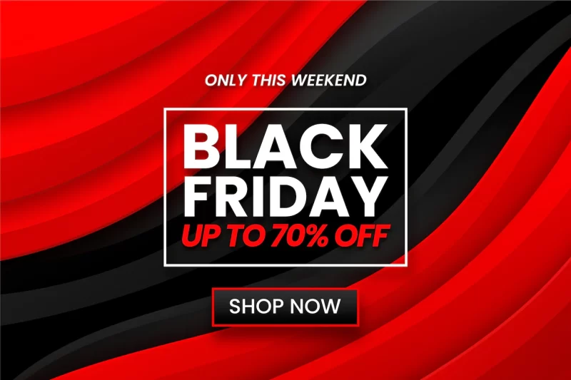 Realistic wavy black friday background Free Vector