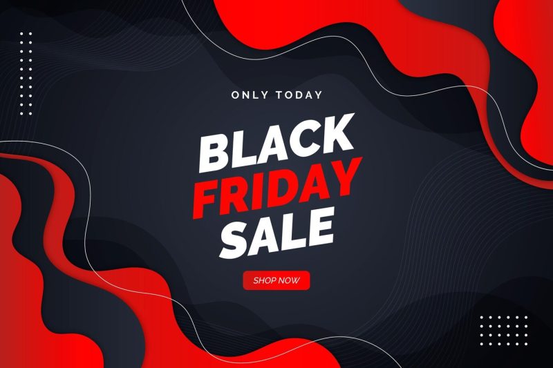 Realistic wavy black Friday background Free Vector