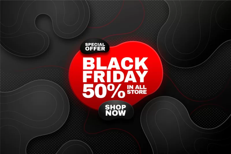 Realistic wavy black friday background Free Vector