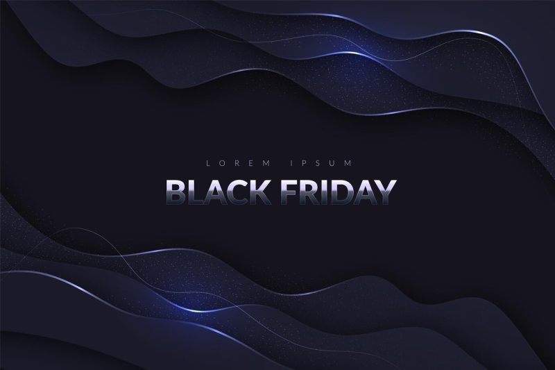 Realistic wavy black Friday background Free Vector