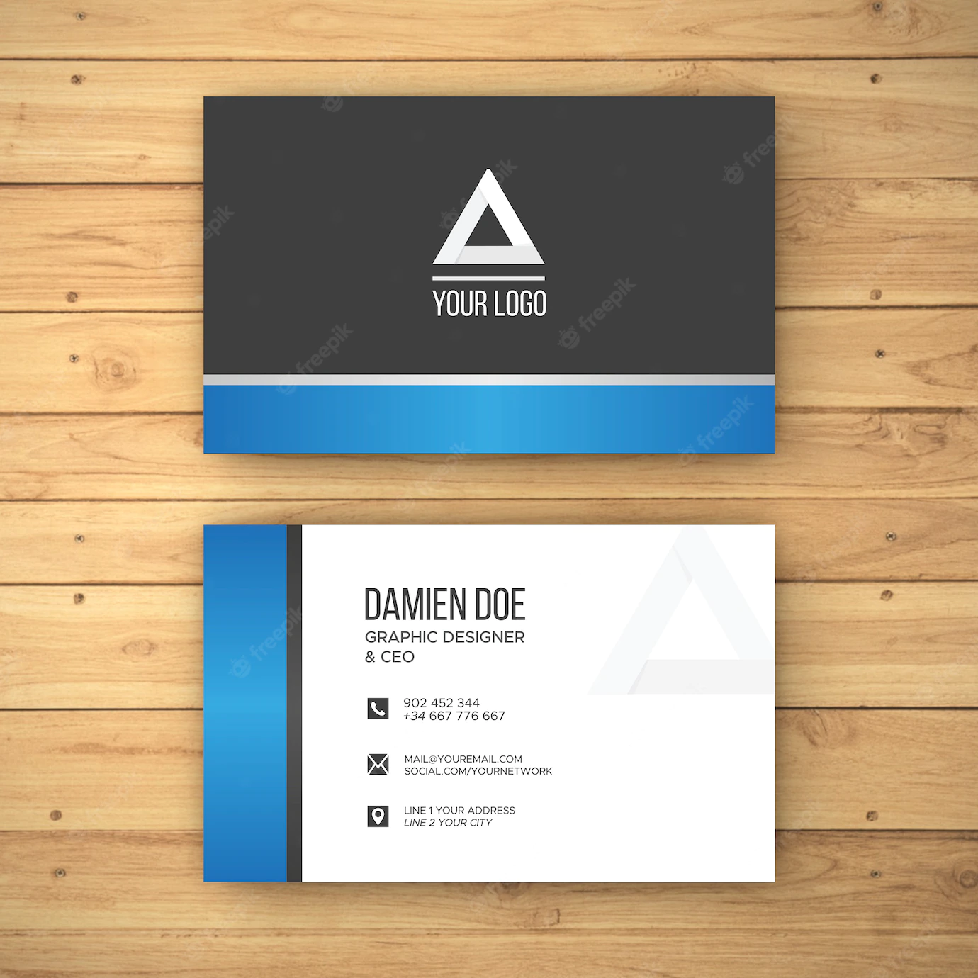 Realistic Wood Background Business Card Mockup 1094 50