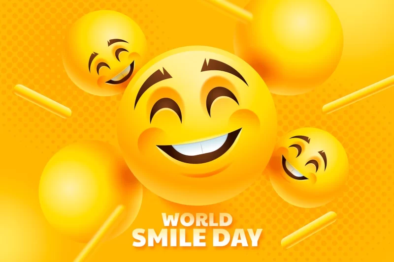 Realistic world smile day background with smiling emojis Free Vector