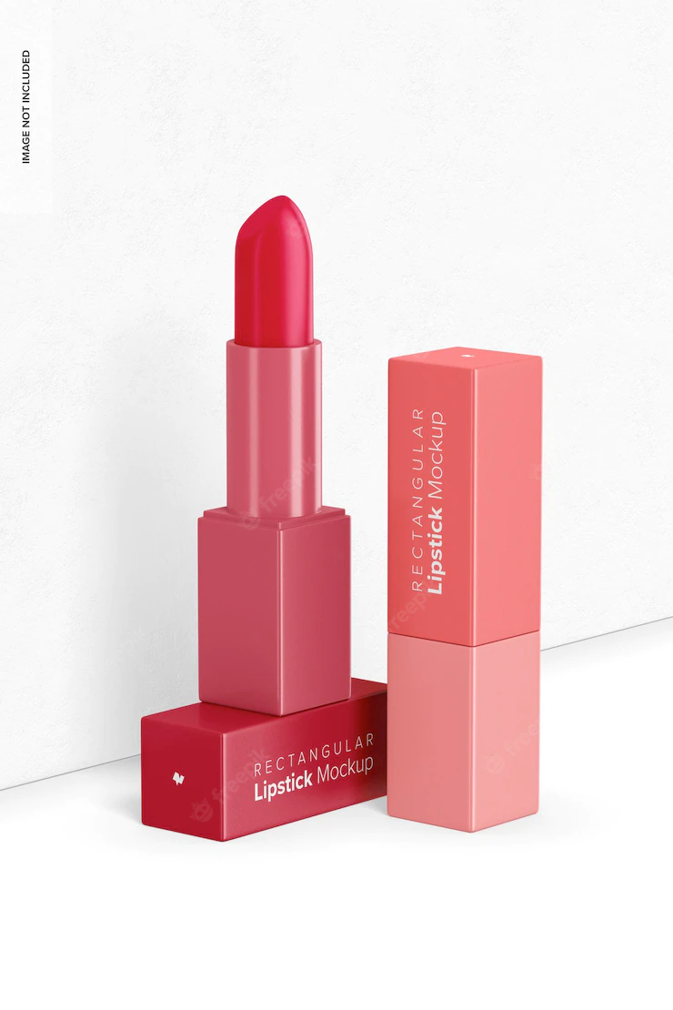 Rectangular lipstick mockup, perspective view Free Psd