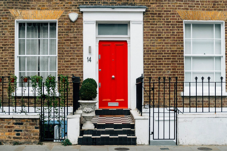 Red Colored Front Door City House 53876 153437