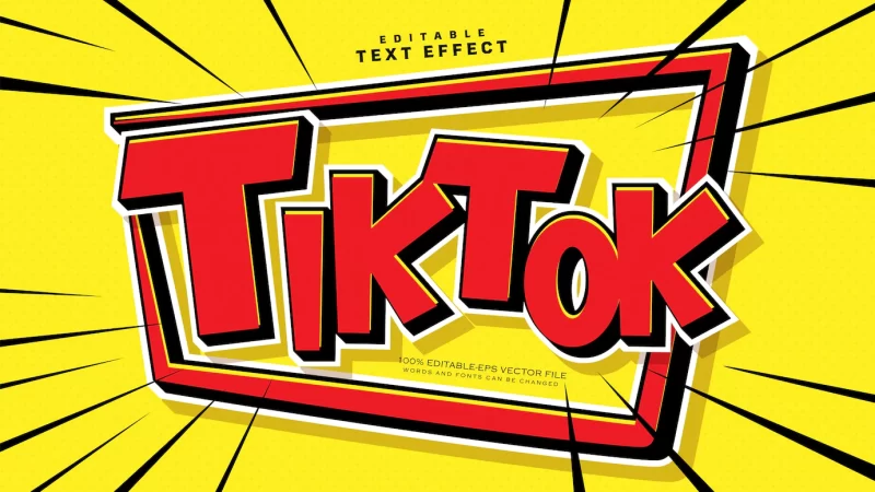 Red tik tok text style effect Free Vector