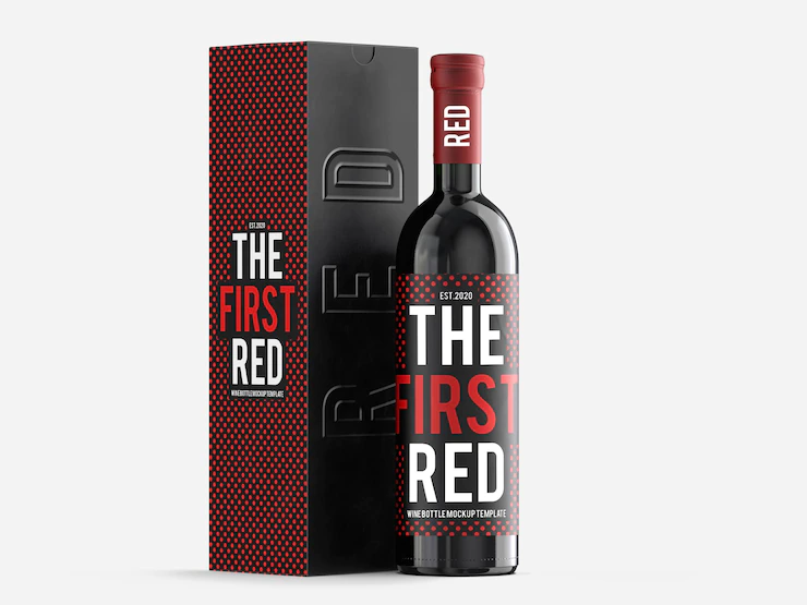 Red Wine Mockup Template With Gift Box 1051 2976