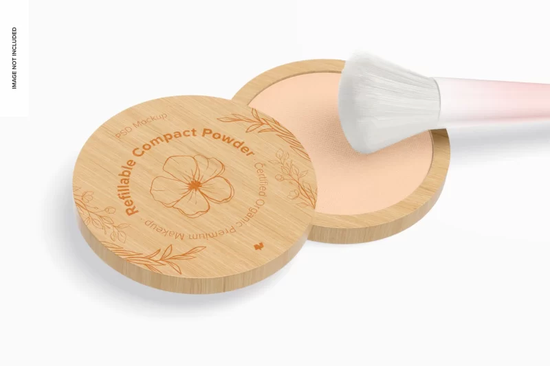 Refillable compact powder with brush mockup Free Psd