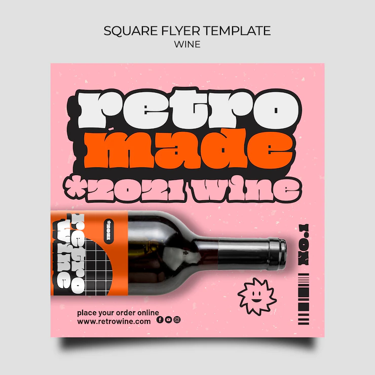 Retro Wine Squared Flyer Template 23 2149008255