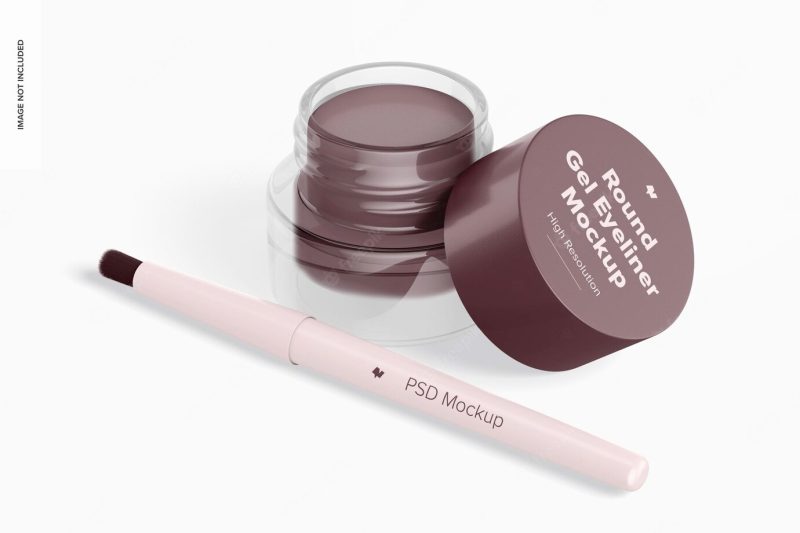 Round gel eyeliner mockup, opened Free Psd