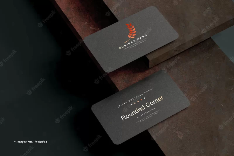 Rounded corner business card mockup scene Free Psd