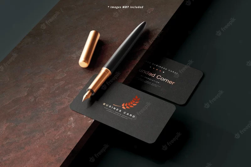 Rounded corner business card mockup scene Free Psd