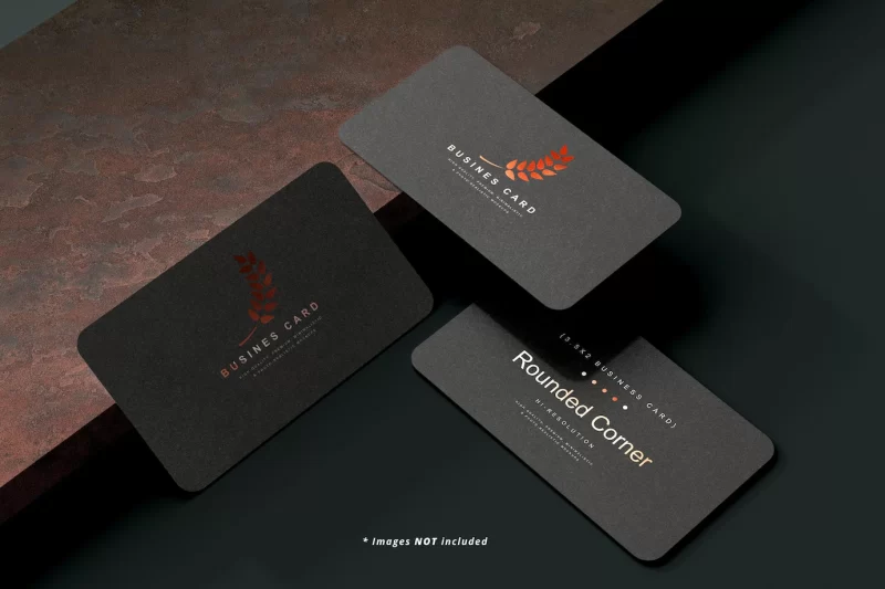 Rounded corner business card mockup scene Free Psd