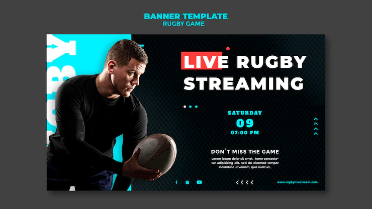 Rugby game banner design template Free Psd