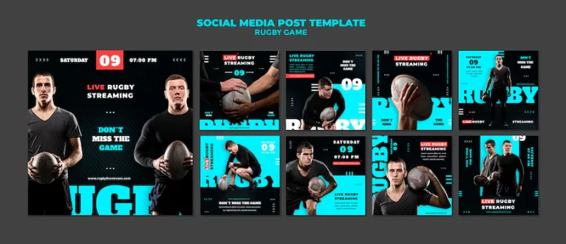 Rugby game social media post design template Free Psd