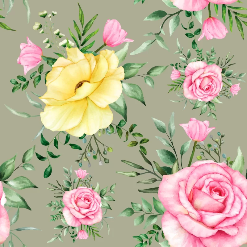 Seamless pattern beautiful blooming roses and peony flower Free Vector