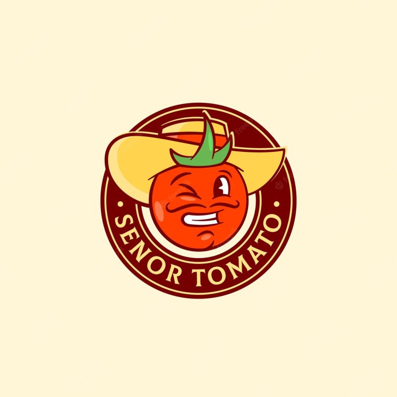 Senor tomato abstract vector sign, symbol or logo template Free Vector