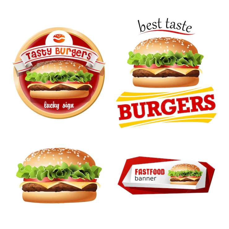 Set Beautiful Realistic Icons Fast Food 1441 420