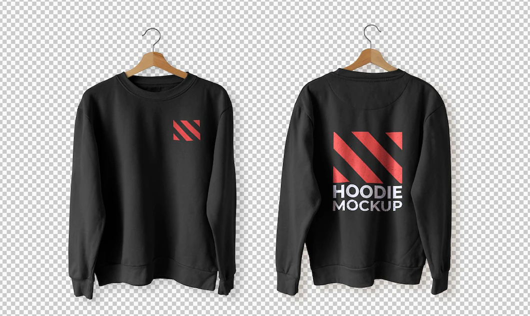 Set Black Hoodie Front Back Mockup 125540 1432