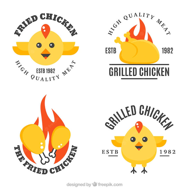 Set Four Chicken Logos Flat Design 23 2147632283