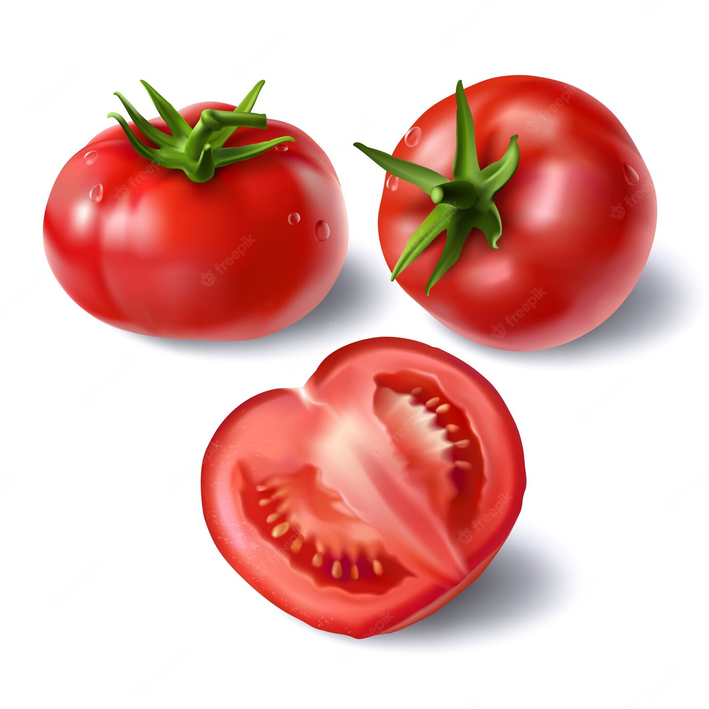Set Realistic Full Sliced Tomatoes Vectors 1441 834