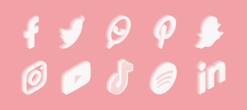 Set of social media icons with gradient in pink Free Vector