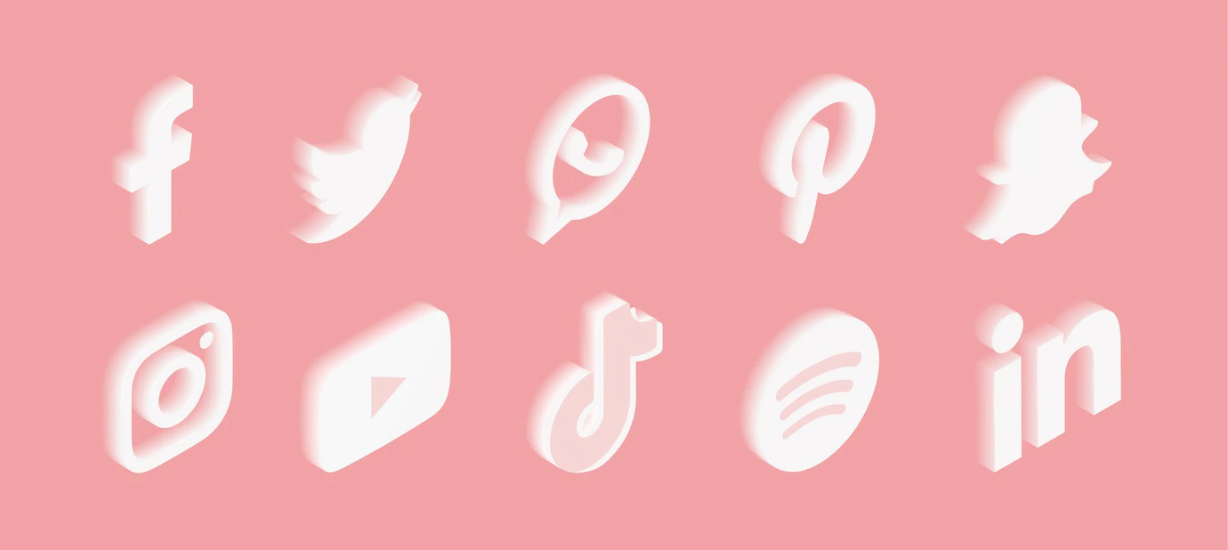 Set Social Media Icons With Gradient Pink 125540 241