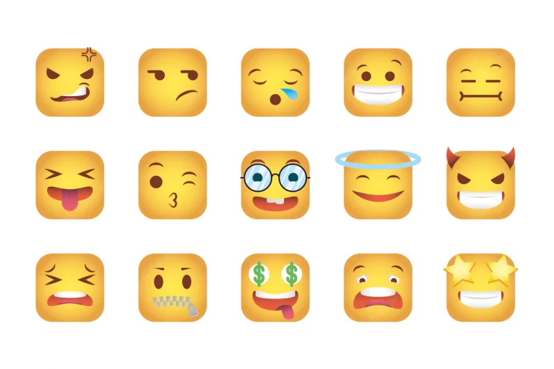 Set of squares emoticons faces characters Free Vector