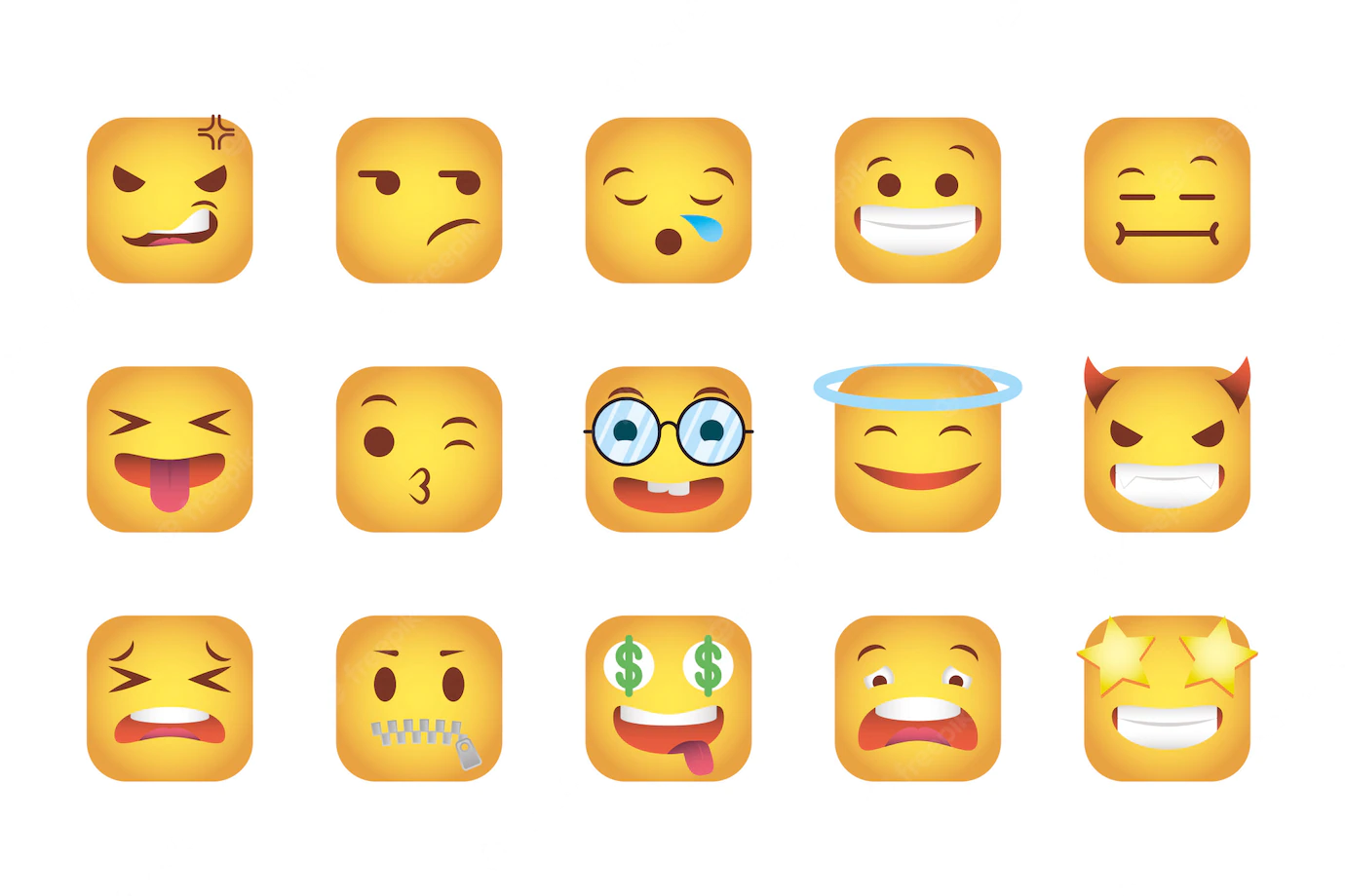 Set Squares Emoticons Faces Characters 24908 60551