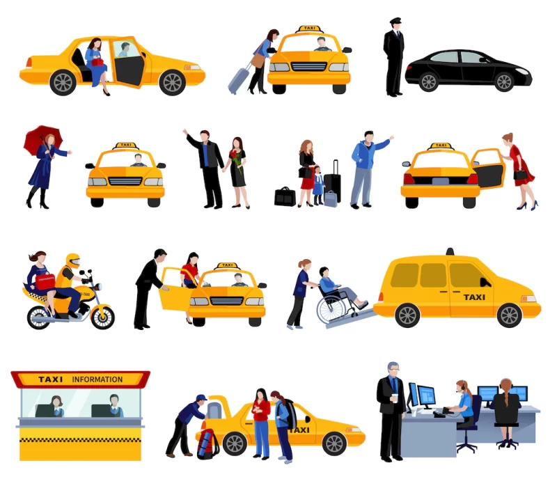 Set of taxi service icons Free Vector