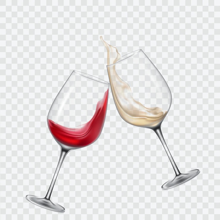 Set Transparent Glasses With White Red Wine 1441 111