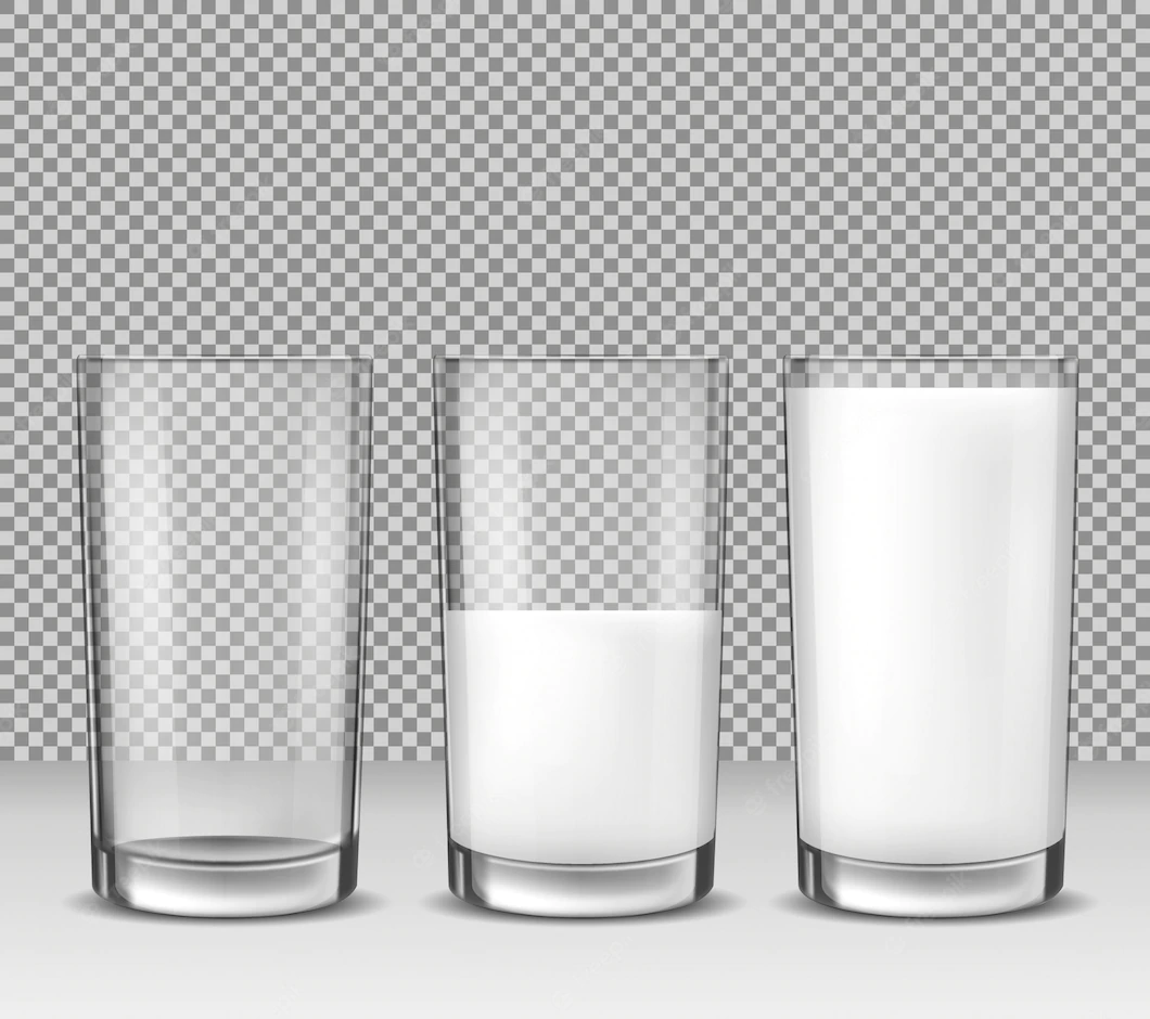 Set Vector Realistic Illustrations Isolated Icons Glass Glasses Empty Half Full Full Milk Dairy Product 1441 551
