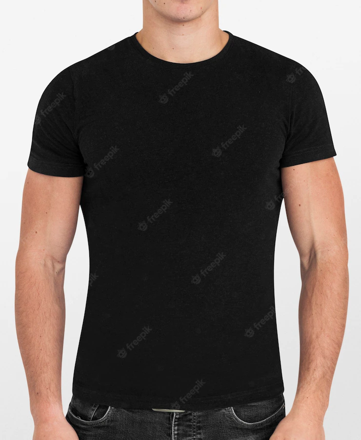 Simple Black T Shirt Worn By Man 53876 102772