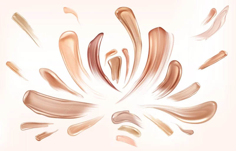 Skin foundation smear brush strokes set. Free Vector