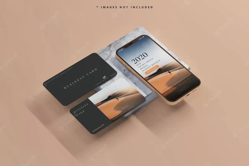 Smart phone and tablet with business cards mockups Free Psd