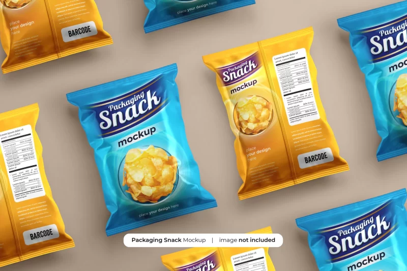 Snack pouch plastic bag mockup PSD Free PSD template