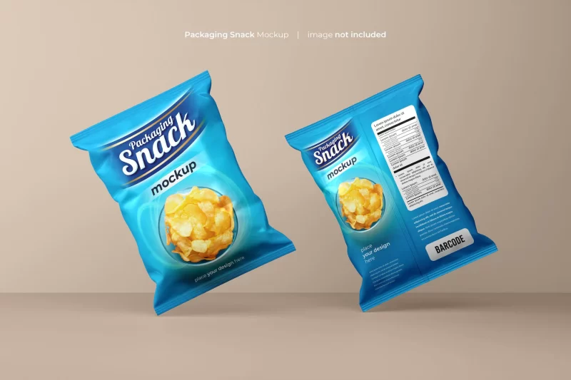 Snack pouch plastic bag mockup psd Free PSD template