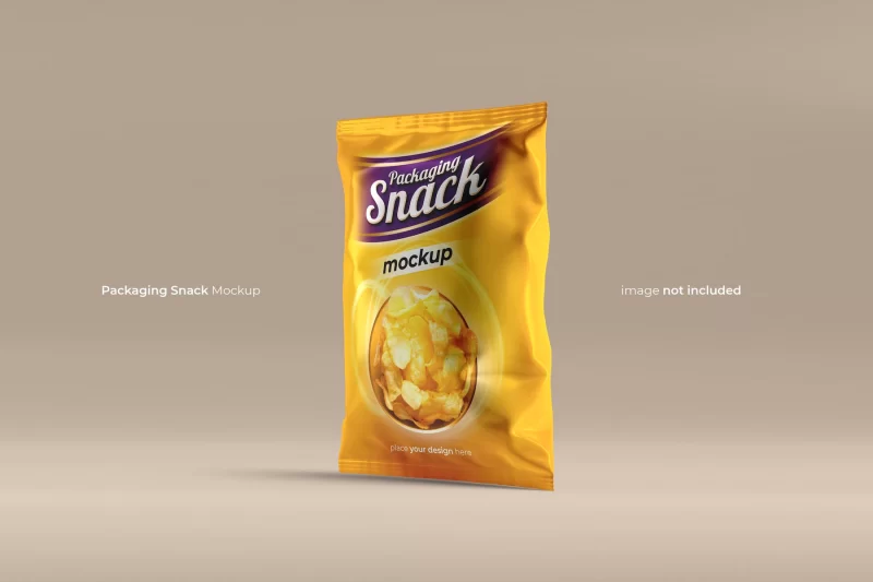 Single standing upright Snack pouch plastic bag mockup PSD Free PSD