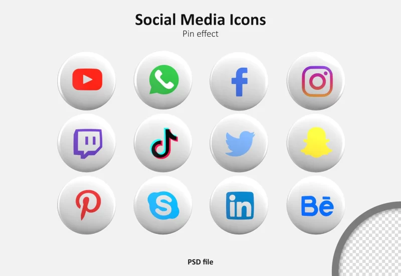 Social media 3d icons pack Free Psd