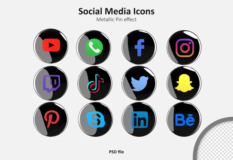 Social media 3d icons pack Free Psd