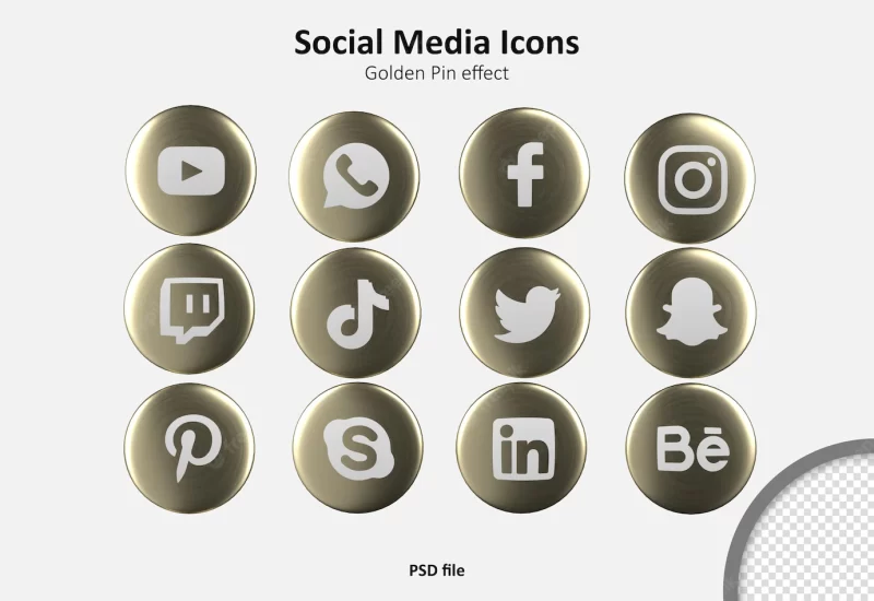 Social media 3d icons pack Free Psd