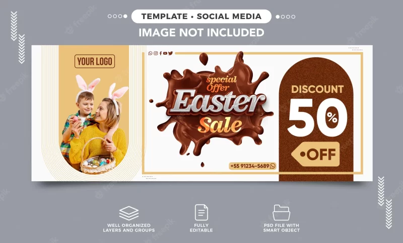 Social media banner Instagram special offer Easter sale up to 50 off Free PSD